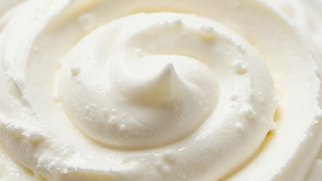 Macro shot of silky whipped cottage cheese texture swirl