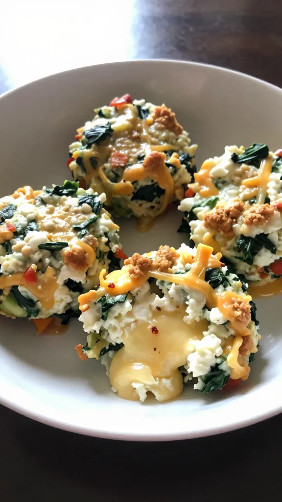 A real, authentic photo of a bowl or plate of 4 Tex-Mizzou Pepper Jack Fusion cottage cheese and egg bites with spinach and veggies, featuring a bite that shows pepper jack melted into the cottage cheese with a tiny pinch of chili flakes visible, photographed in natural window light. Casual, candid composition as if taken in a hurry, no staging. Slight imperfections: overexposed highlights from sunlight, light lens flare, minor motion blur from a quick hand movement, grain varying with lighting, and a slightly tilted horizon. The subject should look tempting and fluffy, not grainy or grainy only in low light, with textures of cottage cheese, melted cheese, and veggies clearly visible. No text anywhere in the image. Shot quickly, no professional setup, fingerprints or dust on the lens may be present for realism, 1080p-like quality, screenshot-quality feel, with a subtle touch of post-processing that looks natural but keeps it unpolished (a tiny color push, slight sharpening, but not polished). The main subject from the article title should be prominent, resembling a home-cooked, everyday food photography moment.