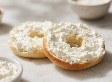 2-ingredient cottage cheese bagels topped with everything seasoning