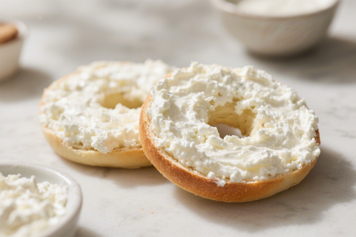 2-ingredient cottage cheese bagels topped with everything seasoning